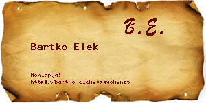 Bartko Elek névjegykártya